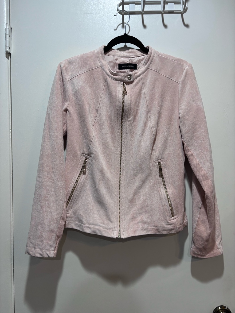 Ivanka Trump Light Pink Suede Moto Jacket
